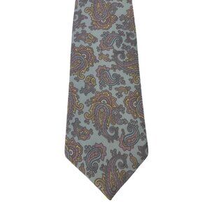Vintage Henry's Wichita Multicolor Paisley 100% Silk Mens Tie Necktie Blue Pink